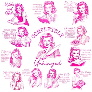 Retro Housewife Clipart | 1950s Sarcastic Woman | Sassy Quotes PNG | Funny Sayings