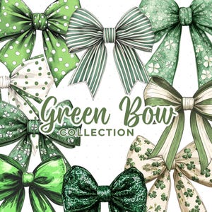 Green Coquette Bows | Soft Girl Aesthetic | St Patricks Day Bow PNG | Green Bow Clipart