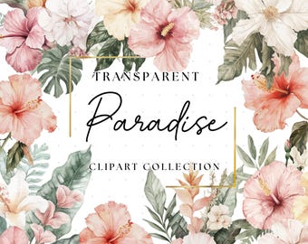 Hawaiian Island Clipart Design Pngs | Hibiscus Flower  | Summer Clipart | Tropical Clipart Designs