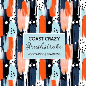 Coast Crazy Brushstroke Seamless Pattern Design PNG | Brushstroke Paper | Sublimation Designs | Brush Stroke PNG
