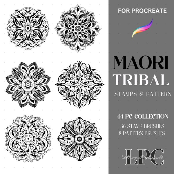 Maori Tribal Procreate pinceaux pour tampons et motifs | Dessins de tatouage tribal | Art maori