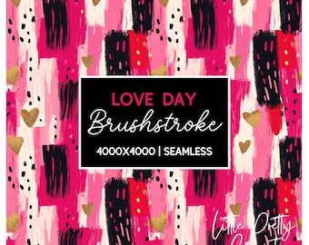 Love Day Brushstroke Seamless Pattern Design PNG | Brushstroke Paper | Sublimation Designs | Brush Stroke PNG