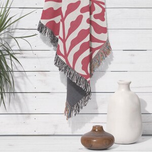 Crimson Matisse Inspired Cotton Woven Throw Blanket | Boho Throw Blanket | Picnic Blanket