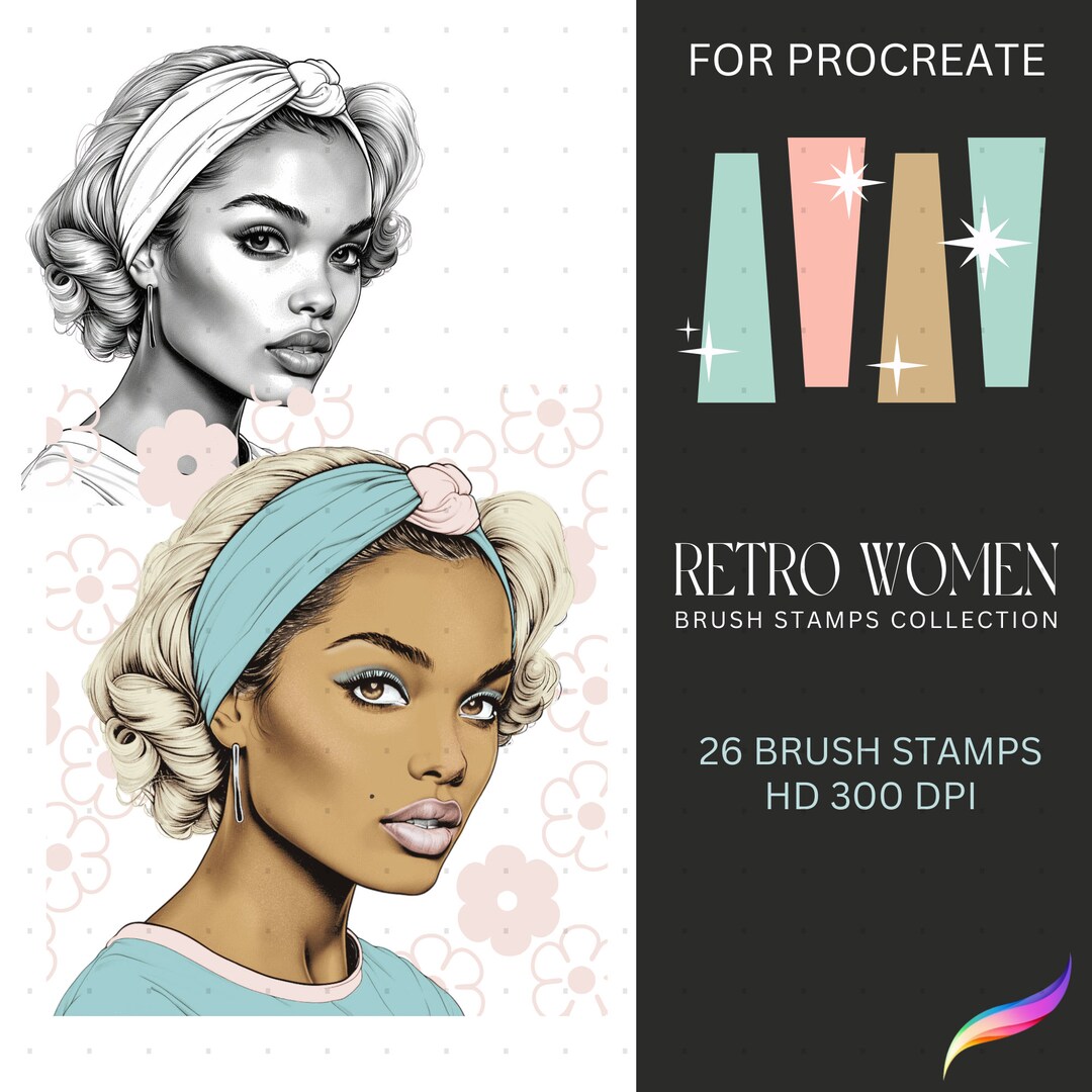 Retro Women Portrait Procreate Brushes for iPad - Etsy