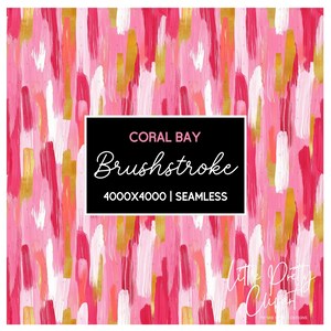 May include: A seamless digital paper pattern featuring pink, white and gold brushstrokes. The pattern is 4000x4000 pixels and is called "Coral Bay Brushstroke".