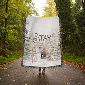Winter Fox Woven Throw Blankets | Winter Blanket | Seasonal Decor