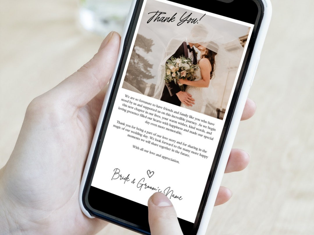 Digital Wedding Thank You Card Template Modern Minimalist Etsy
