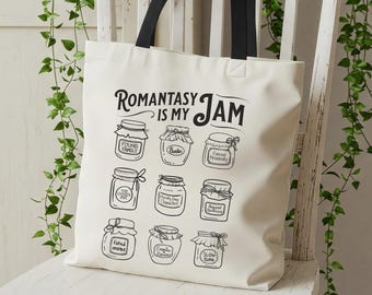 Romantasy is My Jam Tote Bag | Book Lover Gift, Fantasy Reader Accessory, Library Tote, Bookish Aesthetic Bag, Reader Gift for Her