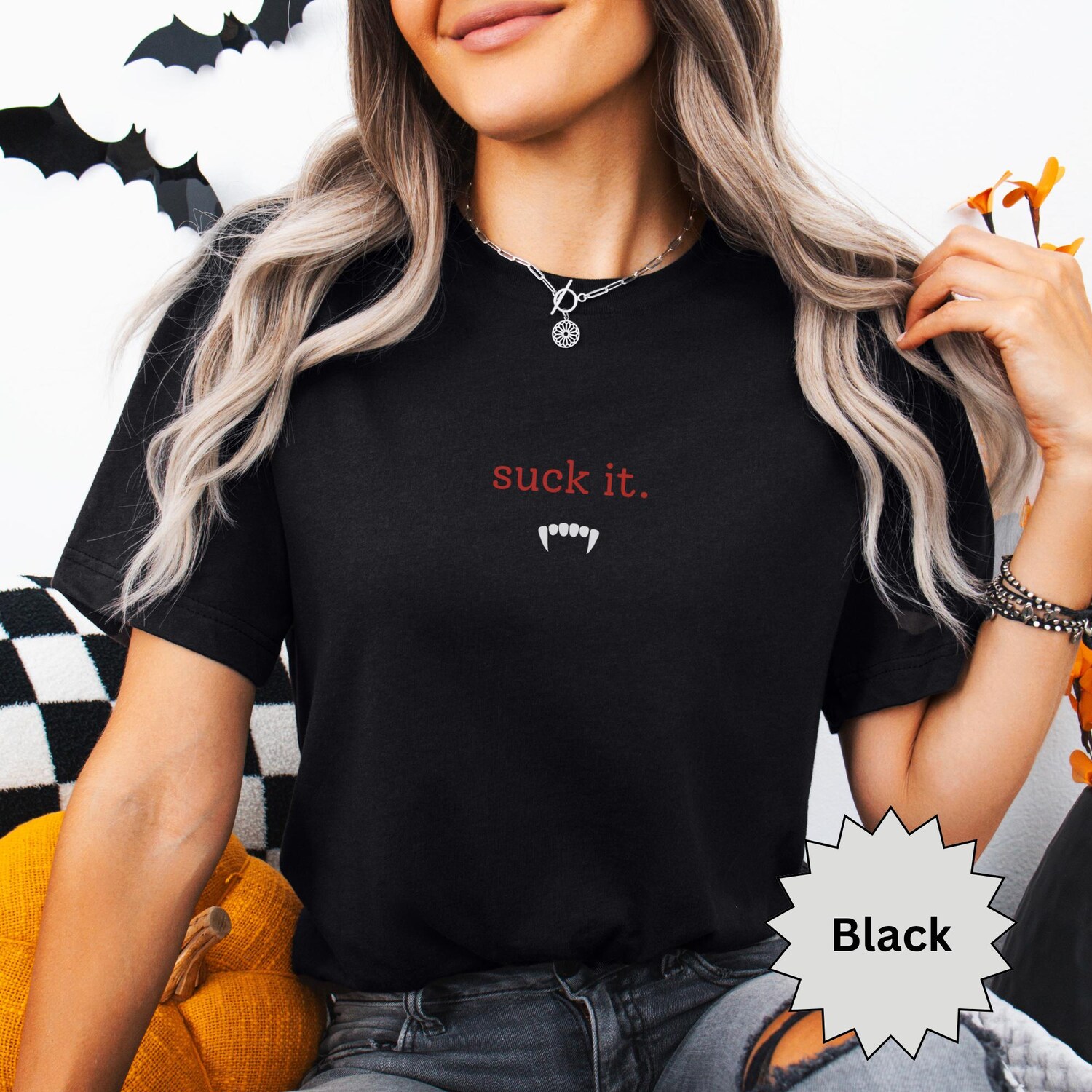 Vampire Shirt Halloween Shirt Minimalist Shirt Spooky Vibes Shirt Fall Shirt Spooky Season Sweater Womens Halloween Shirt Vampires Shirts