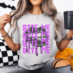 Vampire Shirt Bite Me Tee Halloween Shirt Vampire Sweatshirt Spooky Season Spooky Vibes Fall Shirt Womens Halloween Shirt Vampires Shirts