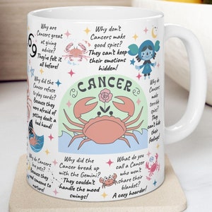 Kubek ze znakiem zodiaku Rak, zabawny prezent dla Raka, kubek dla dziewczyny Raka, prezent dla znaku zodiaku Rak, dowcipy o znaku zodiaku Rak, kubek ze żartami o znaku zodiaku