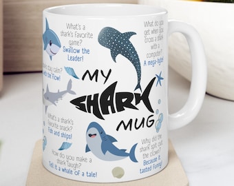 Shark Ceramic Mug, Marine Biologist Mug Gift, Shark Week Mug, Shark Biologist Gift, Great White Shark Mug, Shark Lover Gift