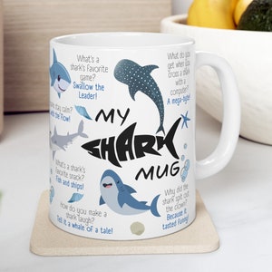 Shark Ceramic Mug, Marine Biologist Mug Gift, Shark Week Mug, Shark Biologist Gift, Great White Shark Mug, Shark Lover Gift