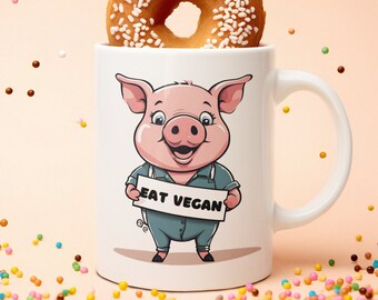 Vegan Humor Ceramic Pig Mug Available In 11oz Or 15oz