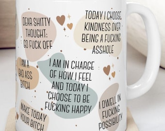 Taza de cerámica divertida con afirmaciones y palabrotas