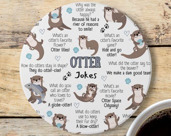 Otter Fun Ceramic And Cork Back Coaster