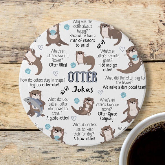 Otter Fun Ceramic and Cork Back Coaster - Etsy