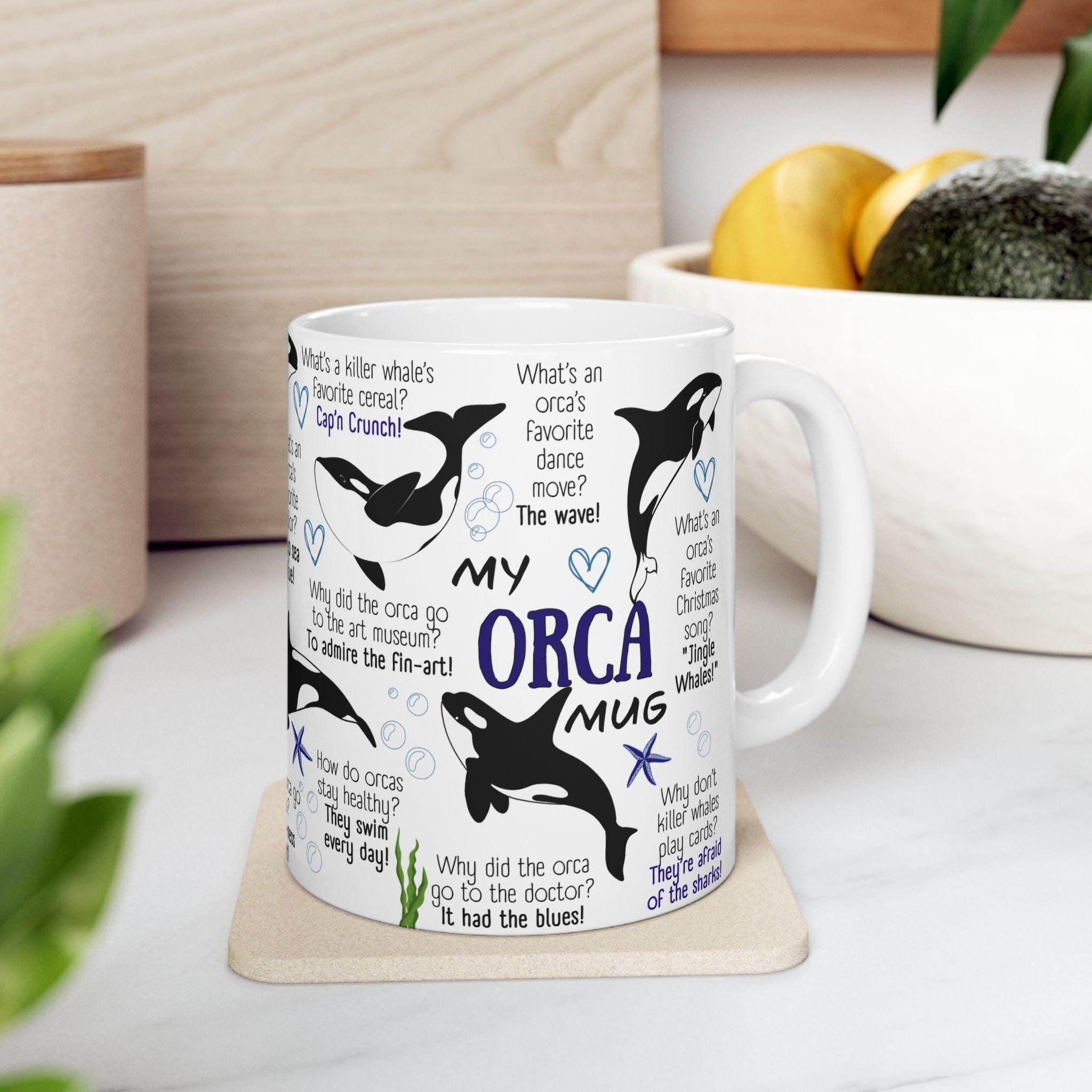 Orca Jokes Ceramic Mug, Killer Whale Lover Gift Mug, Orca Mug, Just A Girl Who Loves Orcas, Marine Biologist Mug Gift, Marine Biology Grad