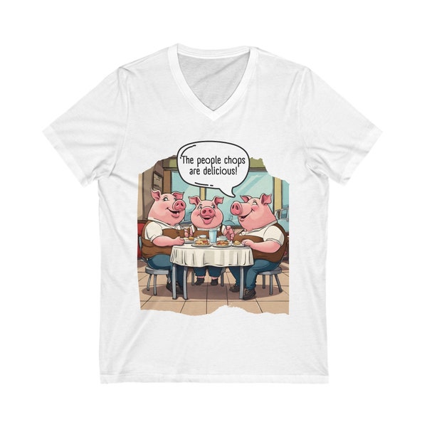 Funny Vegan T-Shirt, Pig Shirt, Ironic Vegan Shirt, Unisex Pig Shirt, Cute Pig Vegan Tee, Funny Pig Shirt, Unisex Jersey Short Sleeve V-Neck