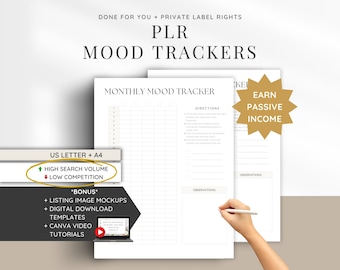 Done For You PLR Digital Product Mood Tracker | Canva Template | Earn Passive Income With Private Label Rights Digital Products