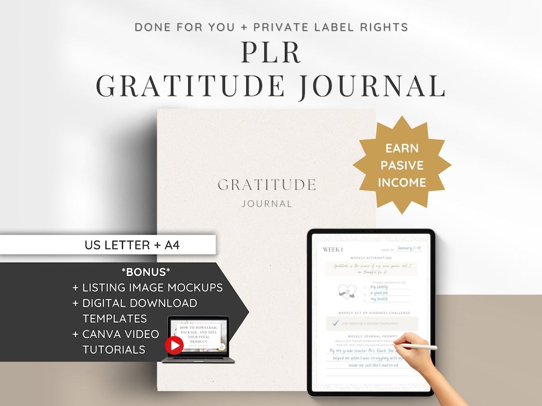 Done for You PLR Digital Product Gratitude Journal | Canva Template ...