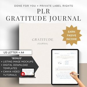 Done For You PLR Digital Product Gratitude Journal | Canva Template | Earn Passive Income With Private Label Rights Digital Products