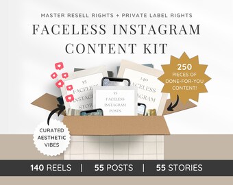 Faceless Instagram Content with Master Resell Rights and Private Label Rights  | Instagram Reels, Stories, and Posts | MRR | PLR | Canva