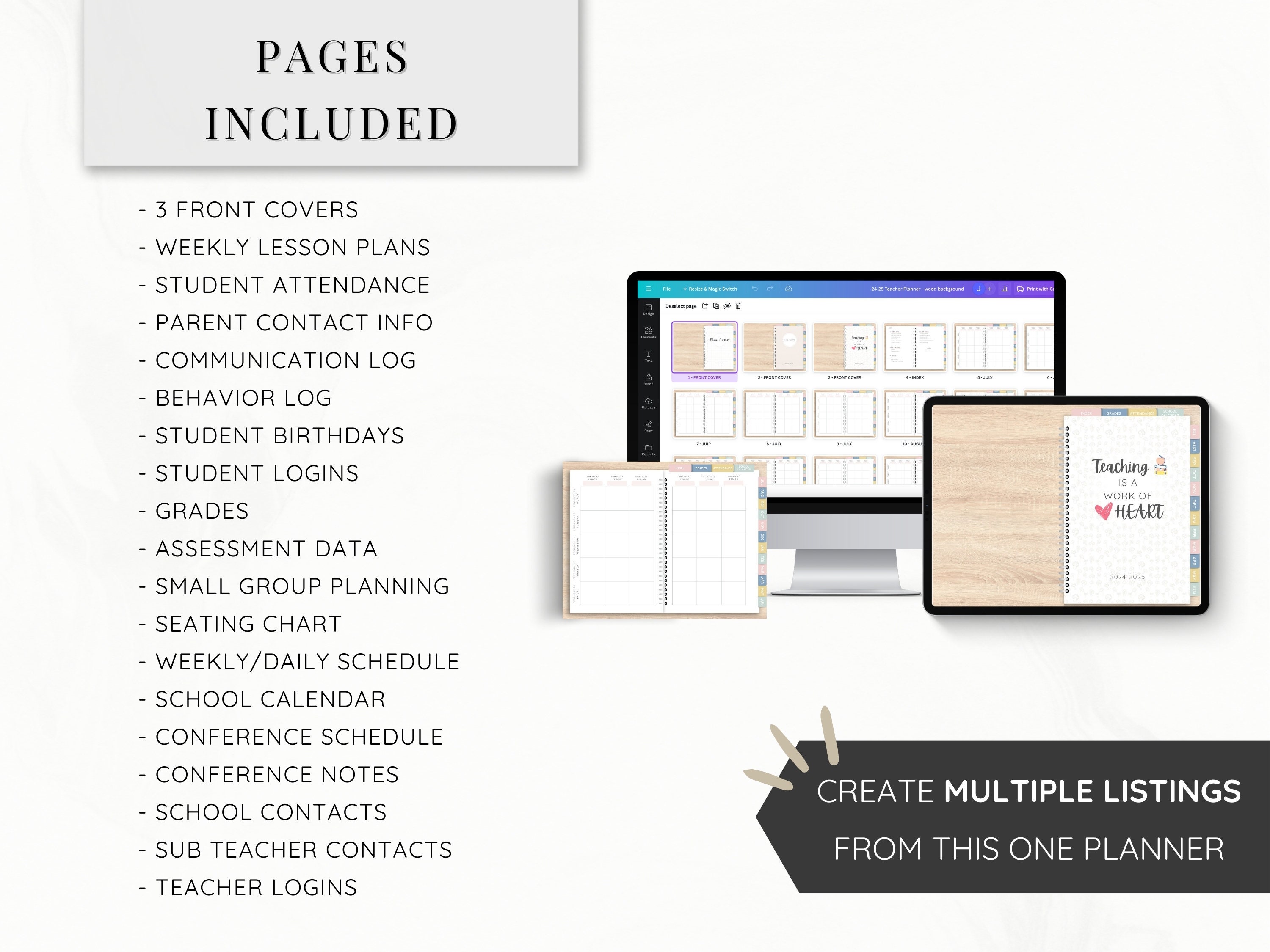 Done for You PLR Teacher Planner | 2024-2025 and Undated | Teacher ...