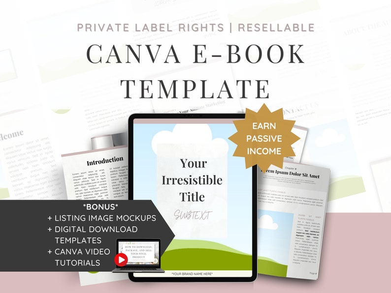 PLR Canva eBook Template | eBook Template For Resell | Earn Passive Income | Resellable eBook Template | Done For You Digital Product | PLR image 1