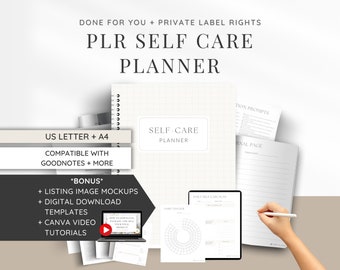 PLR Planner Digital Product | Done For You Canva Template | Earn Passive Income | Private Label Rights | DFY Self Care Planner | Wellness