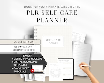 PLR Planner Digital Product | Done For You Canva Template | Earn Passive Income | Private Label Rights | DFY Self Care Planner | Wellness