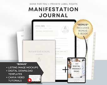 PLR Manifestation Journal | Done-For-You Canva Template | Earn Passive Income With Private Label Rights Digital Products