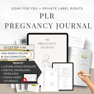 Done For You PLR Planer Schwangerschaft Journal | Canva Template | Verdienen Sie passives Einkommen mit Private Label-Rechten Digitalen Produkten
