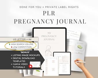 Done For You PLR Planner Pregnancy Journal | Canva Template | Earn Passive Income With Private Label Rights Digital Products