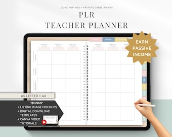 Done For You PLR Teacher Planner | 2024-2025 and Undated | Teacher Journal | Editable Canva Template | Private Label Rights | GoodNotes