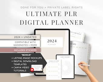 Ultimate Done For You PLR Digital Planner | 2024 + Undated | Canva Template | Earn Passive Income With Private Label Rights Digital Products