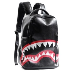 Leather Backpack Large Shoulder Bag Travel Backpack Bite zdjęcie 1