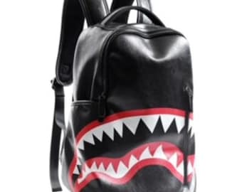 Leather Backpack Large Shoulder Bag Travel Backpack - Bite
