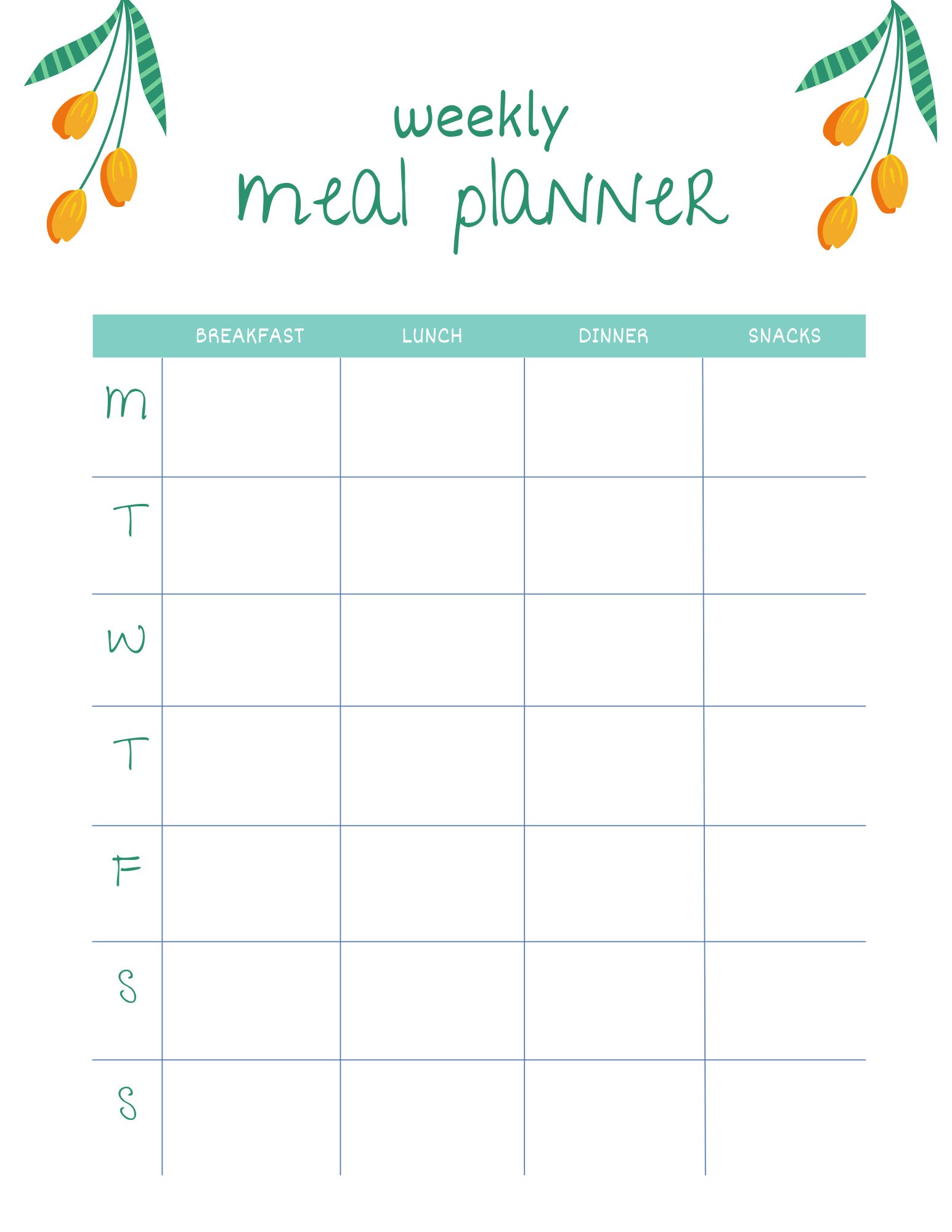 Floral Weekly Meal Planner for Efficient Family Meal - Etsy
