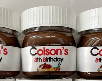 Birthday Party Favors • Custom Name Favors • Mini Nutella Jars • Personalized Favors • Sweet Party Favors • Kids Favors • Teen Favors