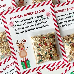 Nourriture magique personnalisée pour renne • Bas de Noël pour enfants, cadeaux • Carte de Noël • Traîneau du Père Noël • Poussière de renne magique • Remplisseur de boîte