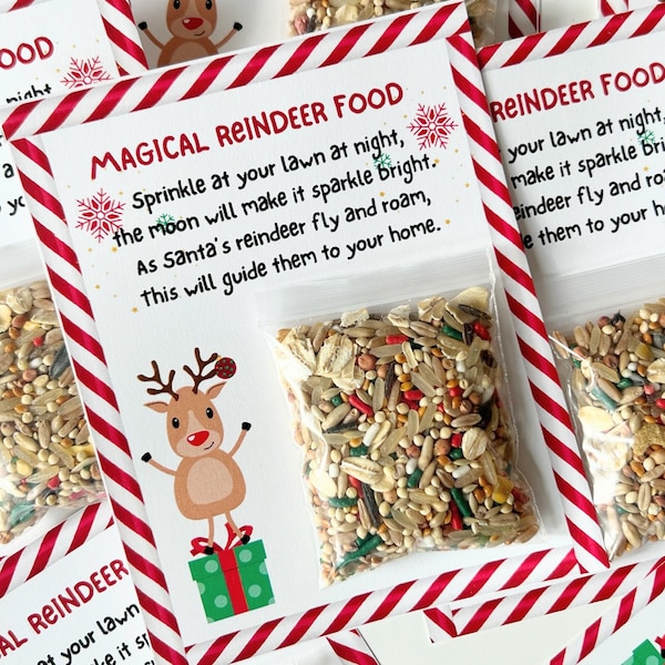 Personalized Magic Reindeer Food • Stocking Stuffers for Kids Gifts • Christmas Card • Santa’s Sleigh • Magical Reindeer Dust • Box Filler