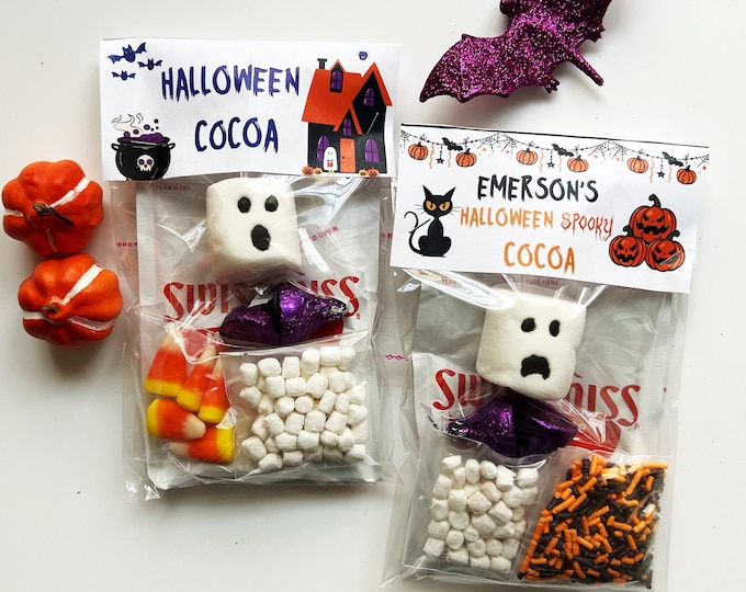 Personalized Halloween Hot Chocolate Favor • Halloween Hot Cocoa Kit • Halloween Gift Idea • Halloween Gift Basket • Halloween Favor Ideas