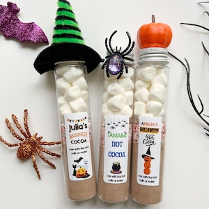 Personalized Halloween Hot Chocolate Favors • Spooky Hot Cocoa Halloween Treats • Ideal for Trick-or-Treaters and Halloween Gift Baskets