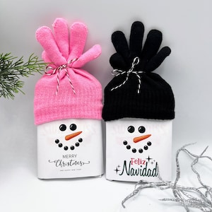Christmas Chocolate Favors • Stocking Stuffers for Kids • Snowman Candy Bar • Christmas Candy Party Favors • Kids Gloves Snowman •