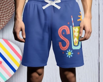 Blauwe zomershort: strandkledingoutfit van gerecycled polyester