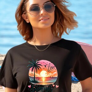 Summer Vibes Crop Top : Damen Sonnenuntergang Strand-T-Shirt