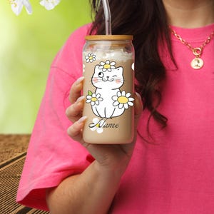 Personalisiertes Katzen Sipper Glas / Kundenspezifisches Katzen-Liebhaber-Geschenk / Süßes Kitty Weinglas / Personalisiertes Haustier-Besitzer Geschenk / Katzenmama-Vater Geschenk / Einzigartige Blumenschale
