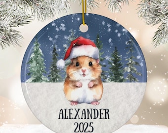 Personalized Hamster Ceramic Ornament, Custom Pet Holiday Ornament, Pet Memorial Keepsake Gift, Holiday Party Gift, Christmas Tree Decor