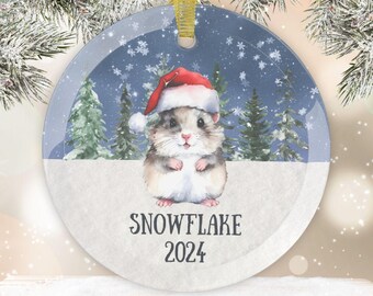 Personalized Hamster Glass Ornament, Custom Pet Holiday Ornament, Pet Memorial Christmas Gift, Pet Loss Ornament, Keepsake Gift for Kids
